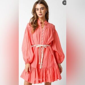 Coral Button-Down Dress long sleeve and a button down Woven.brand new size M